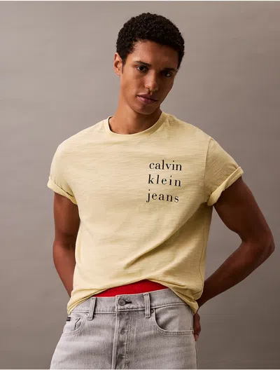 Calvin Klein Men's Spaced Logo Graphic Classic T-shirt In Hay