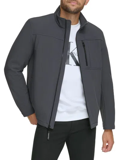 Calvin Klein Men's Regular Fit Stand Collar Jacket In Iron