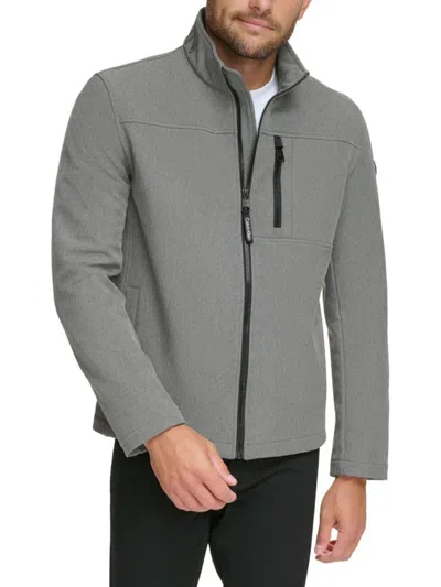 Calvin Klein Men's Stand Collar Jacket In Light Grey