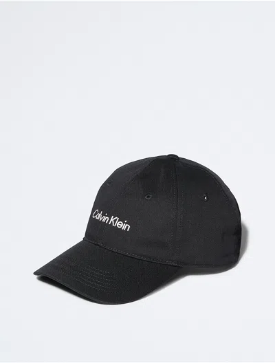 Calvin Klein Six Panel Twill Hat In Black Beauty