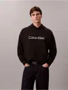 Calvin Klein Men's Standard Logo Terry Hoodie In Black
