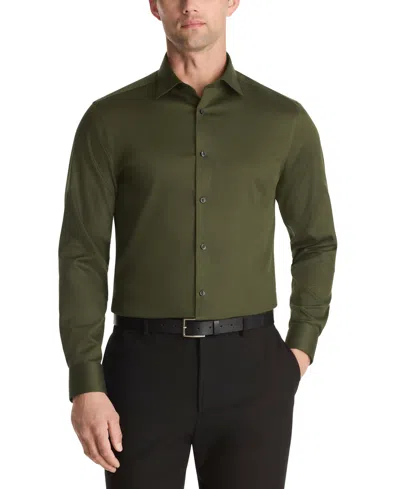 Calvin Klein Men's Steel Plus Slim Fit Dress Shirt In Green