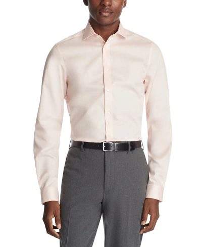Calvin Klein Men's Steel Plus Slim Fit Modern Pin Cord Dress Shirt In Soft Melon