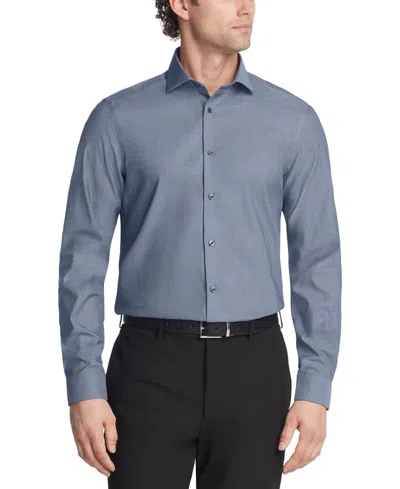 Calvin Klein Men's Steel Plus Slim Fit Modern Pin Cord Dress Shirt In Stream