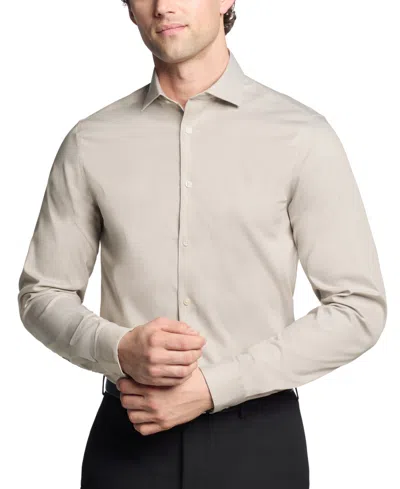 Calvin Klein Men's Steel Plus Slim Fit Modern Pin Cord Dress Shirt In Taupe