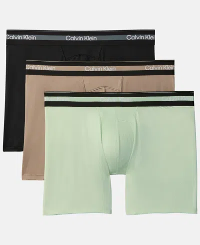 Calvin Klein Men's Stitch-free Waistband Long Boxer Briefs, 3-pack In Multi