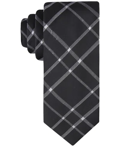 Calvin Klein Men's Stitch Plaid Tie In Black
