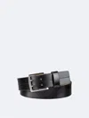 Calvin Klein Men's Stitched Leather Double Prong Belt In Black