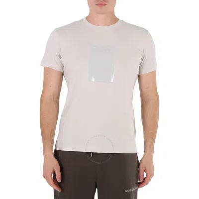 Calvin Klein Men's Stratus Grey Logo Box Print Cotton T-shirt In White