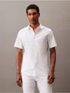Calvin Klein Men's Stretch Cotton Slim Fit Short Sleeve Shirt In Brilliant White