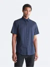 Calvin Klein Men's Stretch Cotton Slim Fit Short Sleeve Shirt In Sky Captain