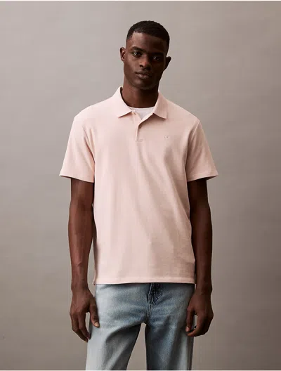 Calvin Klein Men's Stretch Fine Rib Polo Shirt In Neutral