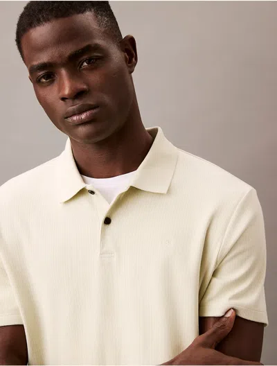 Calvin Klein Men's Stretch Fine Rib Polo Shirt In Neutral