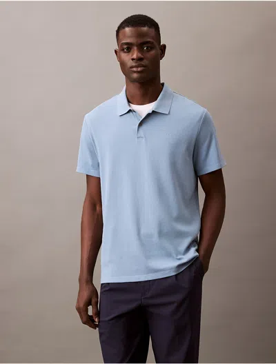 Calvin Klein Men's Stretch Fine Rib Polo Shirt In Faded Denim