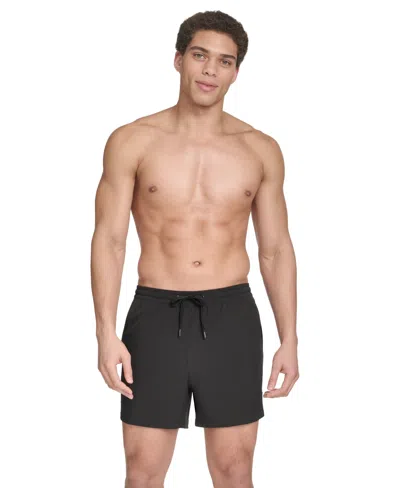 Calvin Klein Men's Stretch Modern Euro 5" Swimsuit In Black