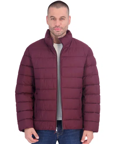 Calvin Klein Men's Stretch Puffer Jacket In Burgundy