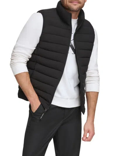 Calvin Klein Men's Stretch Puffer Vest In Ebony