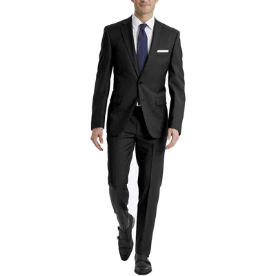 Pre-owned Calvin Klein Men's Stretch Slim Fit Two Piece Suit, Black, 38 Short,