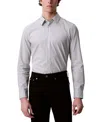 Calvin Klein Men's Stretch Striped Slim-fit Dress Shirt In Brilliant White