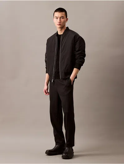 Calvin Klein Men's Stretch Twill Track Pant In Black Beauty
