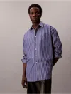 Calvin Klein Men's Stripe Cotton Poplin Button-down Shirt In Purple