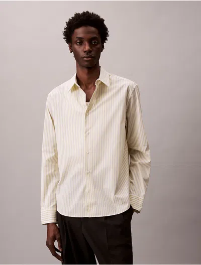 Calvin Klein Men's Stripe Cotton Stretch Poplin Button-down Shirt In Neutral