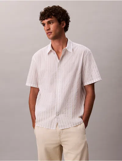 Calvin Klein Men's Stripe Relaxed Button-down Shirt In White