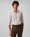 Calvin Klein Men's Yarn-dyed Stripe Supima Stretch Slim Shirt In Gray
