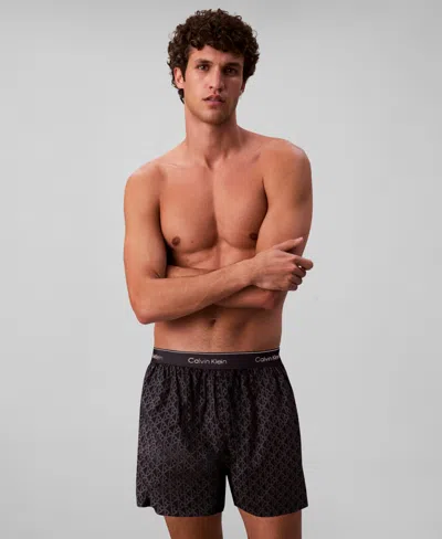 Calvin Klein Men's Striped Boxer In Black