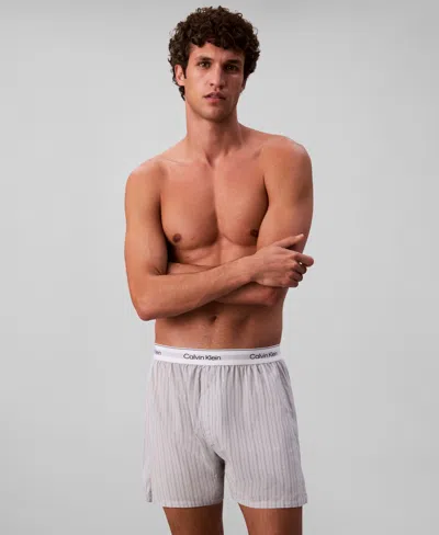 Calvin Klein Men's Striped Boxer In Gray