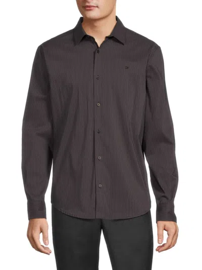 Calvin Klein Men's Striped Long Sleeve Shirt In Black