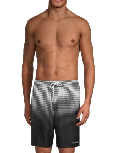 Calvin Klein Men's Striped Ombre Swim Shorts In Black
