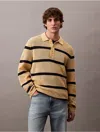 Calvin Klein Men's Striped Polo Sweater In Lemon Peel Stripe