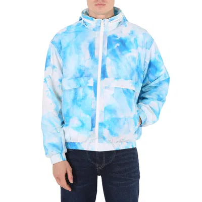 Calvin Klein Men's Summer Splash Aop Seasonal Cloud Print Nylon Windbreaker Jacket In Blue