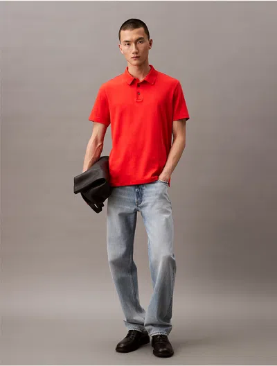 Calvin Klein Men's Supima Cotton Classic Polo Shirt In Red Alert