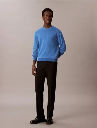 Calvin Klein Men's Supima Cotton Crewneck Sweater In Blue