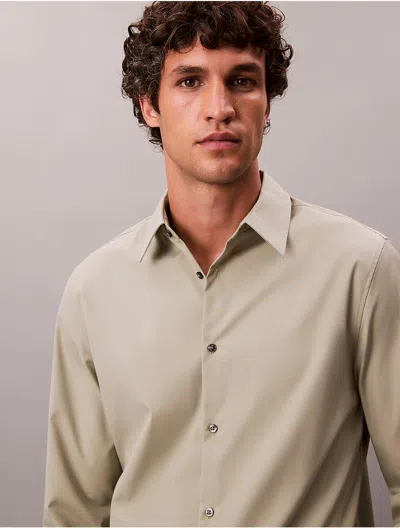 Calvin Klein Men's Supima Stretch Cotton Slim Shirt In Green