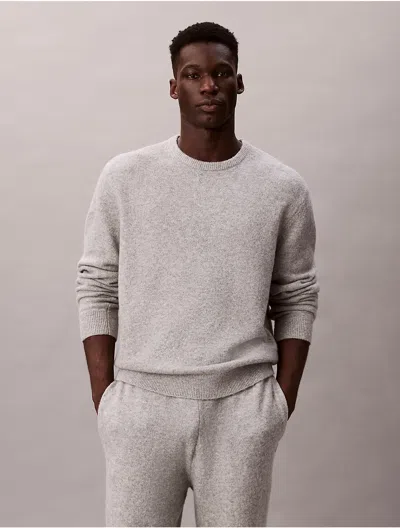 Calvin Klein Ribbed Crew Neck Sweater In Gray