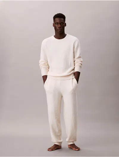 Calvin Klein Men's Sweater Lounge Sleep Jogger In White