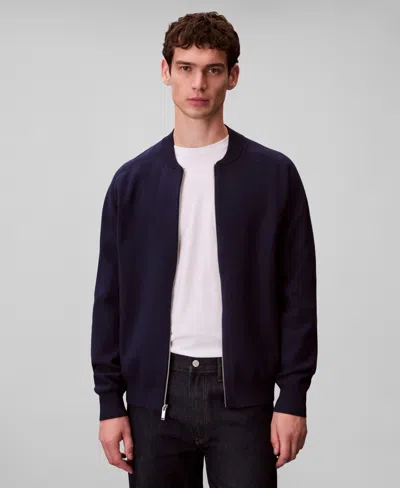Calvin Klein Men's Tech Knit Bomber Jacket In Blue