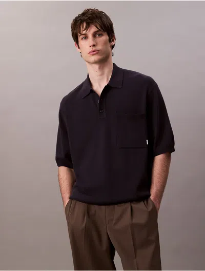 Calvin Klein Men's Tech Knit Boxy Polo Sweater In Brown