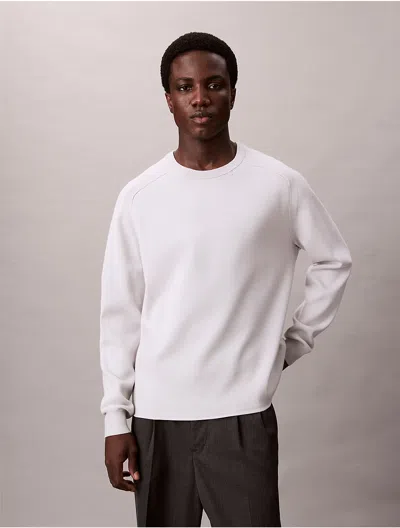 Calvin Klein Men's Tech Knit Crewneck Sweater In White