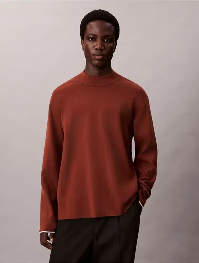 Calvin Klein Men's Tech Knit Mock Neck Sweater In Brown