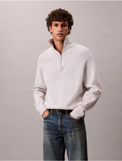 Calvin Klein Men's Tech Knit Mock Neck Sweater In White