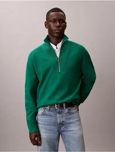 Calvin Klein Men's Tech Knit Quarter Zip Sweater In Green