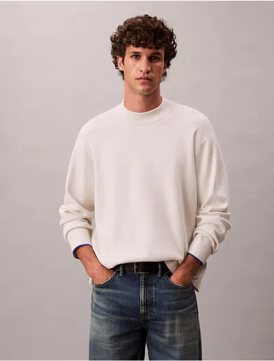 Calvin Klein Men's Tech Knit Quarter Zip Sweater In White