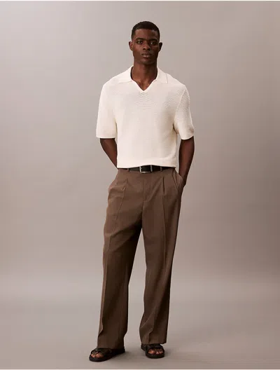 Calvin Klein Men's Tech Knit Sweater Polo Shirt In White