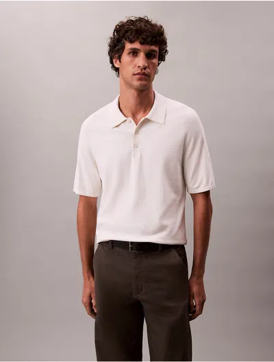 Calvin Klein Men's Tech Knit Sweater Polo Shirt In Gray