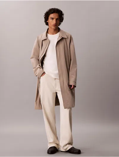 Calvin Klein Men's Tech Nylon Relaxed Car Coat In Roasted Cashew