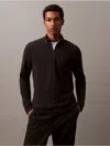 Calvin Klein Men's Tech Pique Quarter Zip Mock Neck Top In Black Beauty